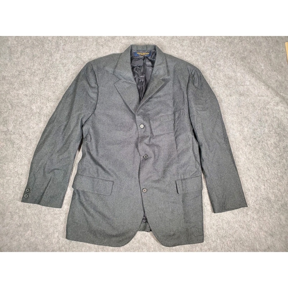 Brooks Brothers Makers 100% Wool Blazer Size 44 Reg Gray Made In USA Vintage